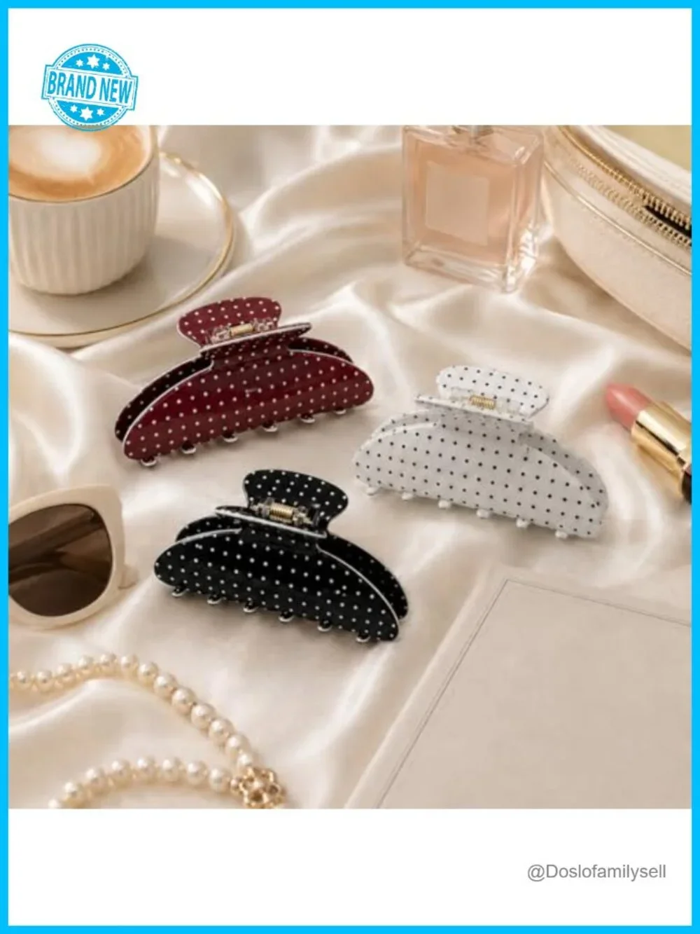 Acrylic French Polka Dot Claw Hair Clips Set for Women Non-Slip Spring